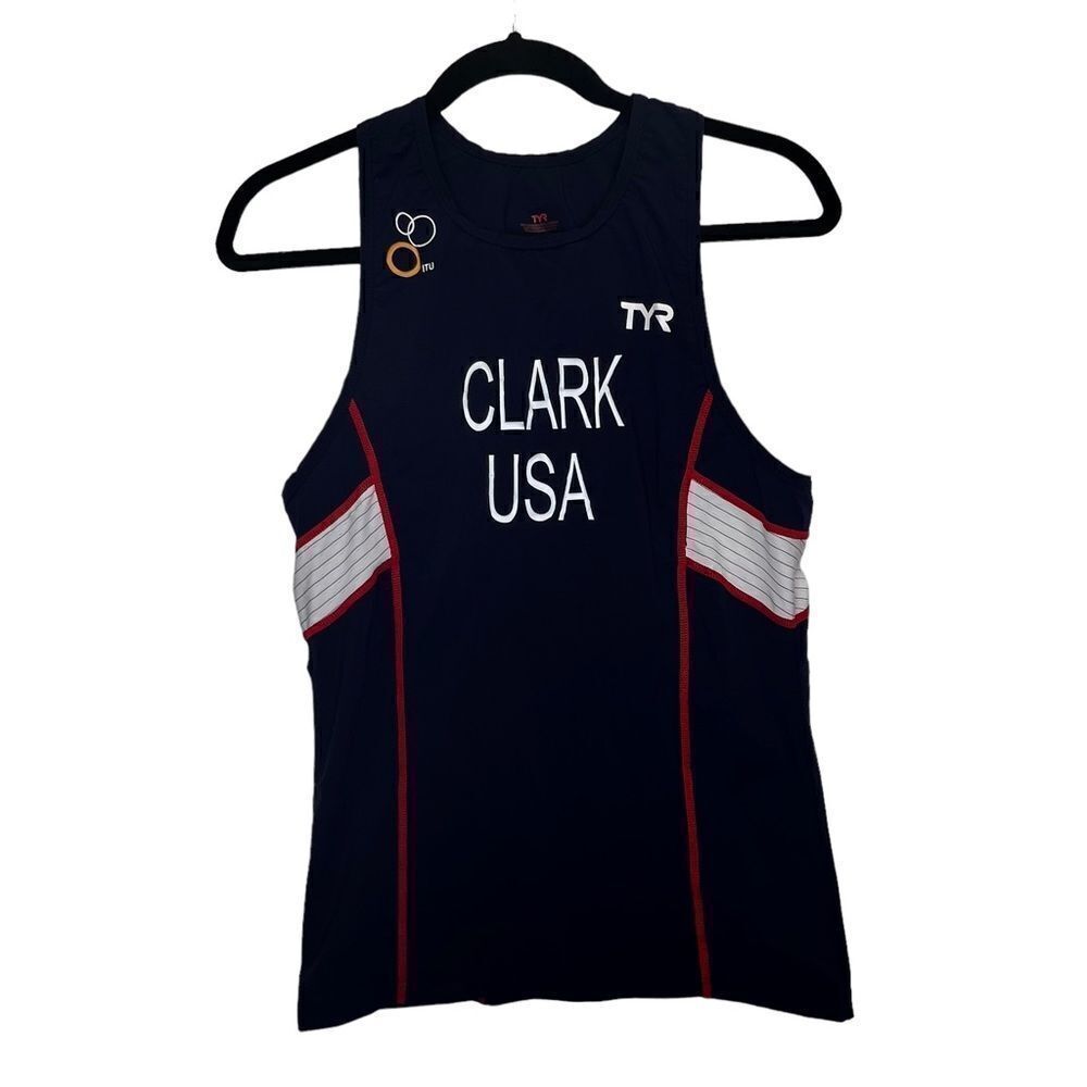 TYR Men’s large Red White Blue Singlet Tank Triathlon Team USA